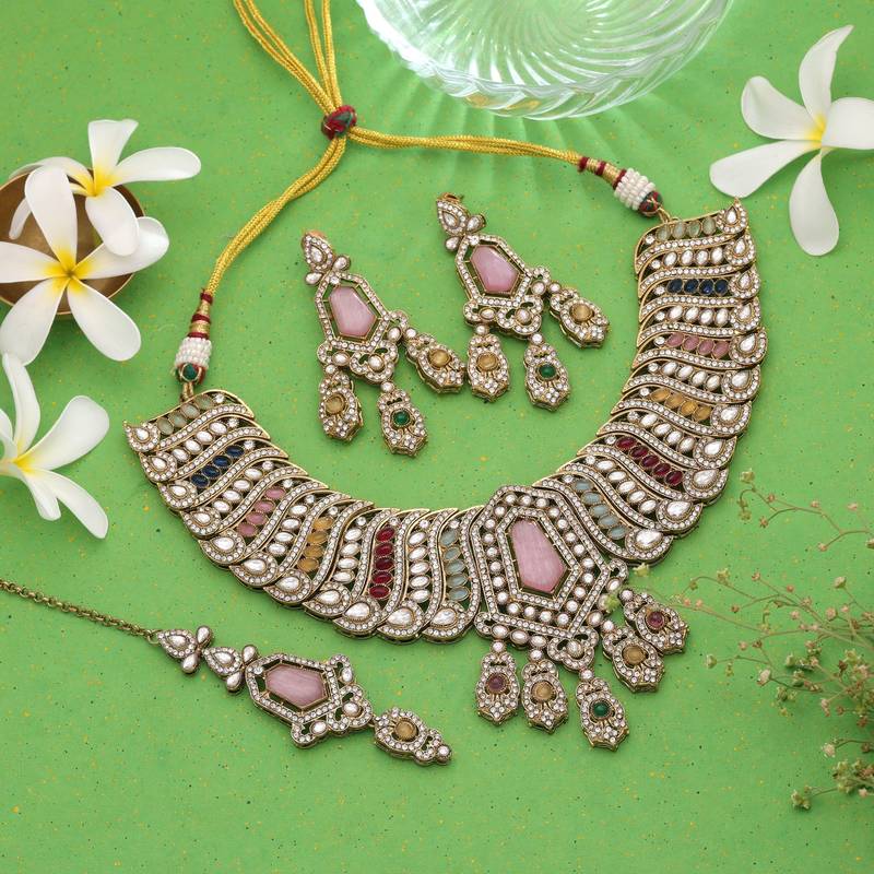 Multi color handmade kundan jewellery set