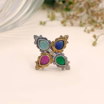 Multi color dual tone oxidised rings designer appeal 2