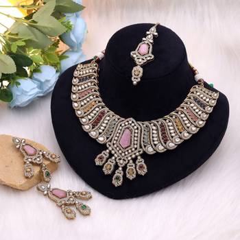 Multi color handmade kundan jewellery set 2