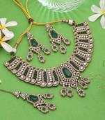 Green color wedding kundan jewellery set