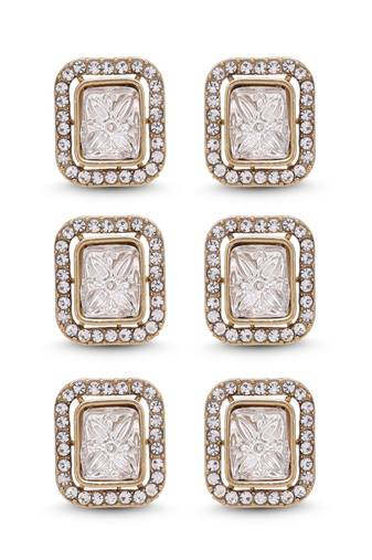 White color kundan earrings combo 3 pair