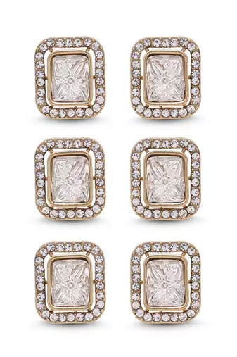 White color kundan earrings combo 3 pair