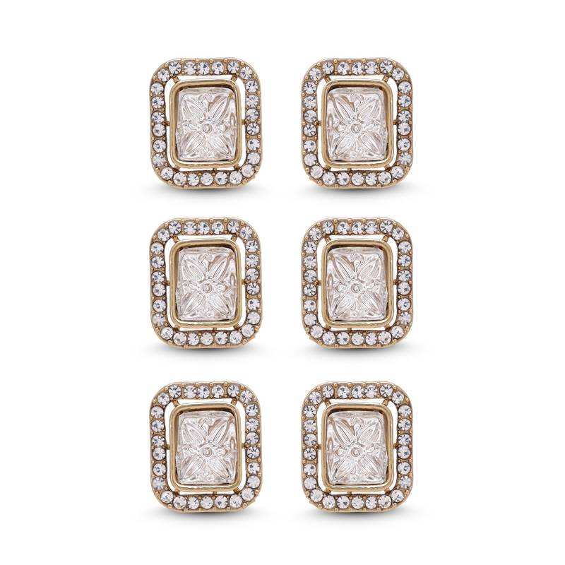 White color kundan earrings combo 3 pair
