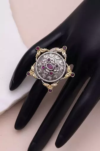 Rani color dual tone oxidised rings handmade jewelry style