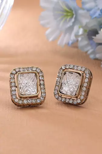 White color kundan earrings combo 3 pair
