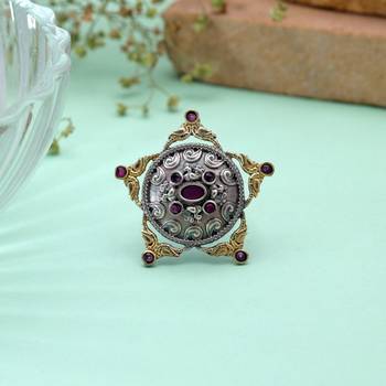 Rani color dual tone oxidised rings handmade jewelry style 2