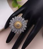 White color dual tone oxidised rings designer style