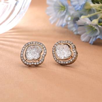 White color designer kundan earrings combo 3 pair 2