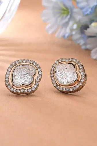 White color designer kundan earrings combo 3 pair