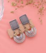 Grey color dual tone oxidised earrings ethnic style