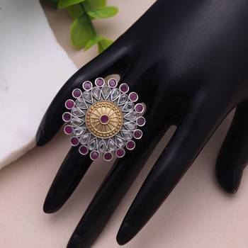Rani color dual tone oxidised rings traditional appeal 1