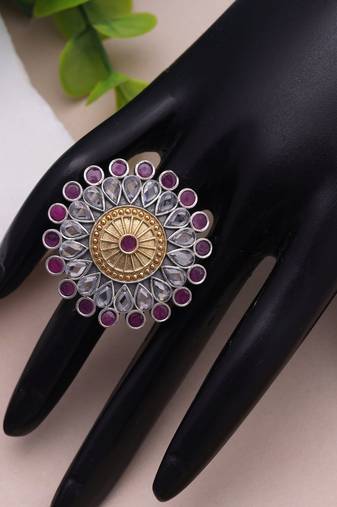 Rani color dual tone oxidised rings traditional appeal