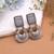 Grey color dual tone oxidised earrings ethnic style