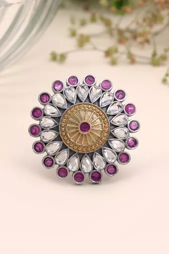 Rani color dual tone oxidised rings traditional appeal