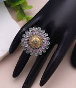 Light pink color dual tone oxidised rings handmade fashion style