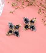 Black color dual tone oxidised earrings handmade designer style