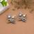 White color dual tone oxidised earrings traditional finish