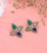 Multi color dual tone oxidised earrings ethnic style