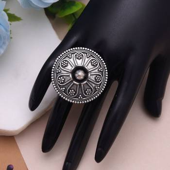 Silver color oxidised rings everyday ethnic wear 1