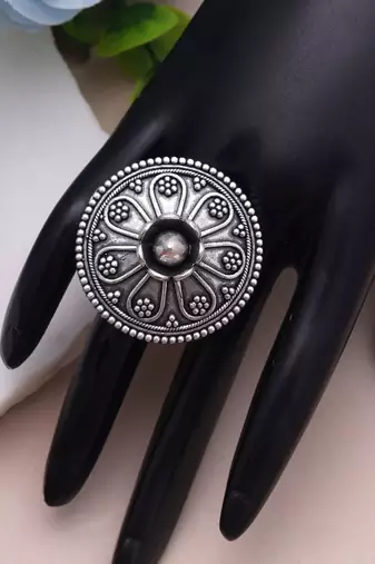 Silver color oxidised rings everyday ethnic wear
