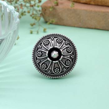 Silver color oxidised rings everyday ethnic wear 2