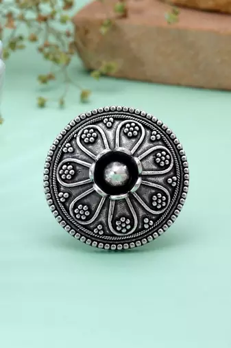 Silver color oxidised rings everyday ethnic wear