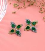 Green color dual tone oxidised earrings traditional design
