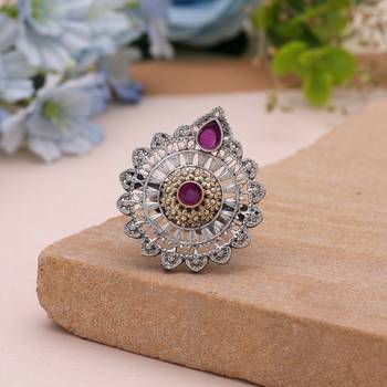 Rani color dual tone oxidised rings handmade finish 1