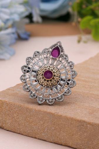 Rani color dual tone oxidised rings handmade finish