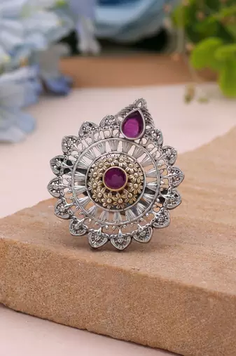 Rani color dual tone oxidised rings handmade finish