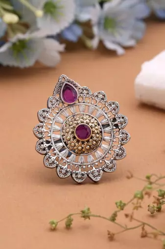 Rani color dual tone oxidised rings handmade finish