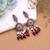 Maroon color dual tone oxidised earrings handmade fashion style