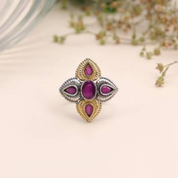 Rani color dual tone oxidised rings festive fashion style 2