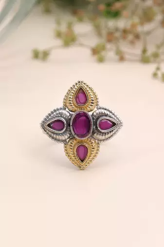 Rani color dual tone oxidised rings festive fashion style