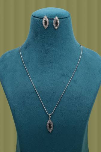 Black color oxidised stone necklace set designer appeal