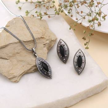 Black color oxidised stone necklace set designer appeal 2