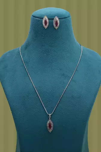 Red color oxidised stone necklace set traditional fashion style