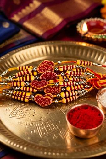 12 pieces combo multi color thread & bead designer rakhis