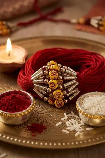 12 pieces combo multi color om design thread rakhis