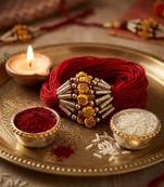 12 pieces combo multi color om design thread rakhis