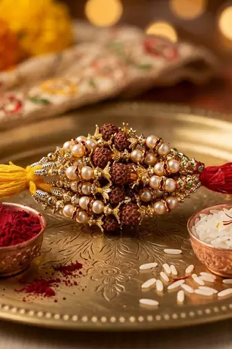 12 pieces combo multi color rudraksh religious thread rakhis