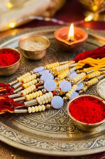 12 pieces combo multi color ethnic designer thread rakhis
