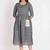 Cotton Midi Blue A line Dress with Schiffli pockets