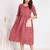 Cotton Midi Pink A line Dress with Schiffli pockets