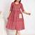 Cotton Midi Pink A line Dress with Schiffli pockets