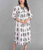 Jaipur sanganeri leaf print green A-line dress