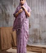 lavender modal cotton blend casual wear saree