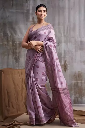 lavender modal cotton blend casual wear saree
