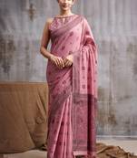 baby pink modal cotton blend casual wear saree
