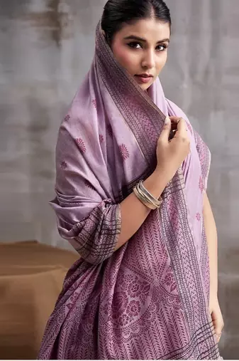 lavender modal cotton blend casual wear saree